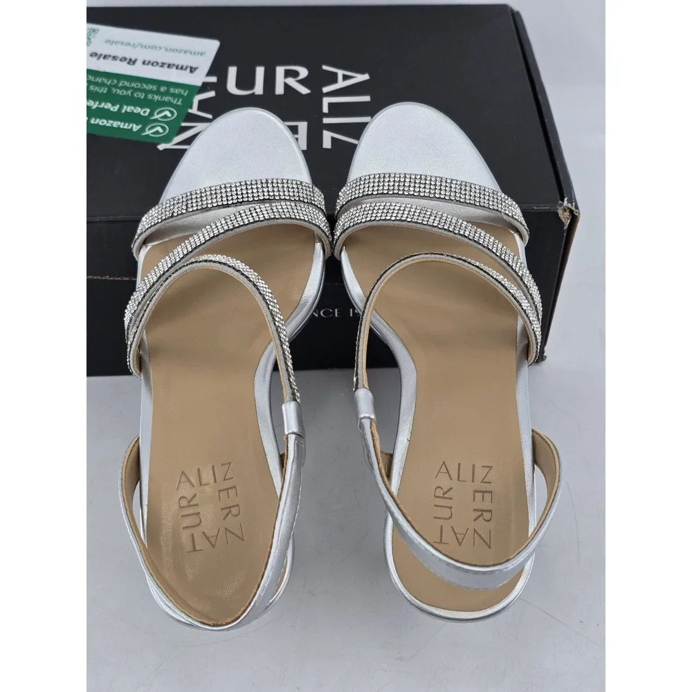 Naturalizer Silver Rhinestone Slingback Sandals
